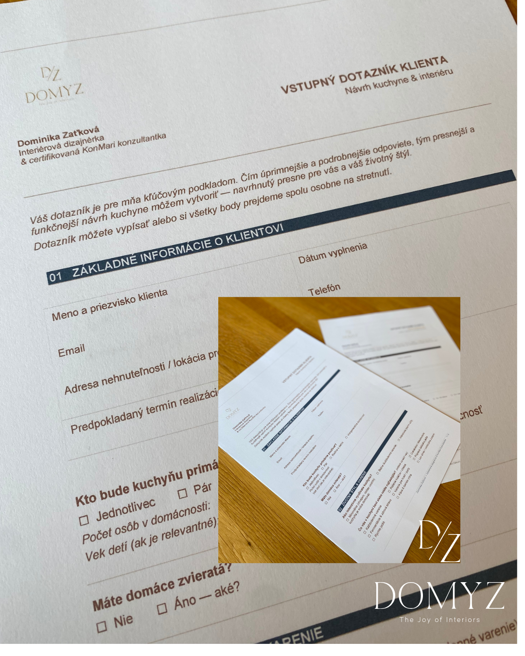vstupný dotazník klienta, Dominika Zaťková- DOMYZ